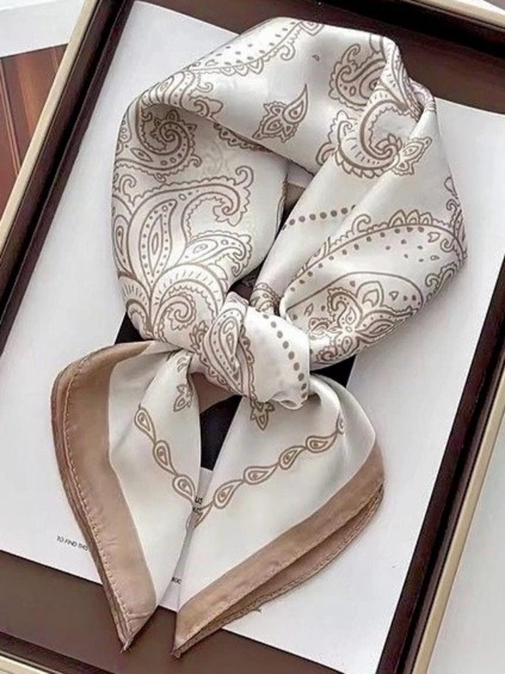 Paisley Scarf in White & Brown